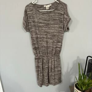 Max Studio Drop Waist Dress Space Dye Gray Short Sleeves Size Large
